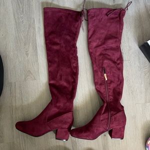 Over the knee suade boots